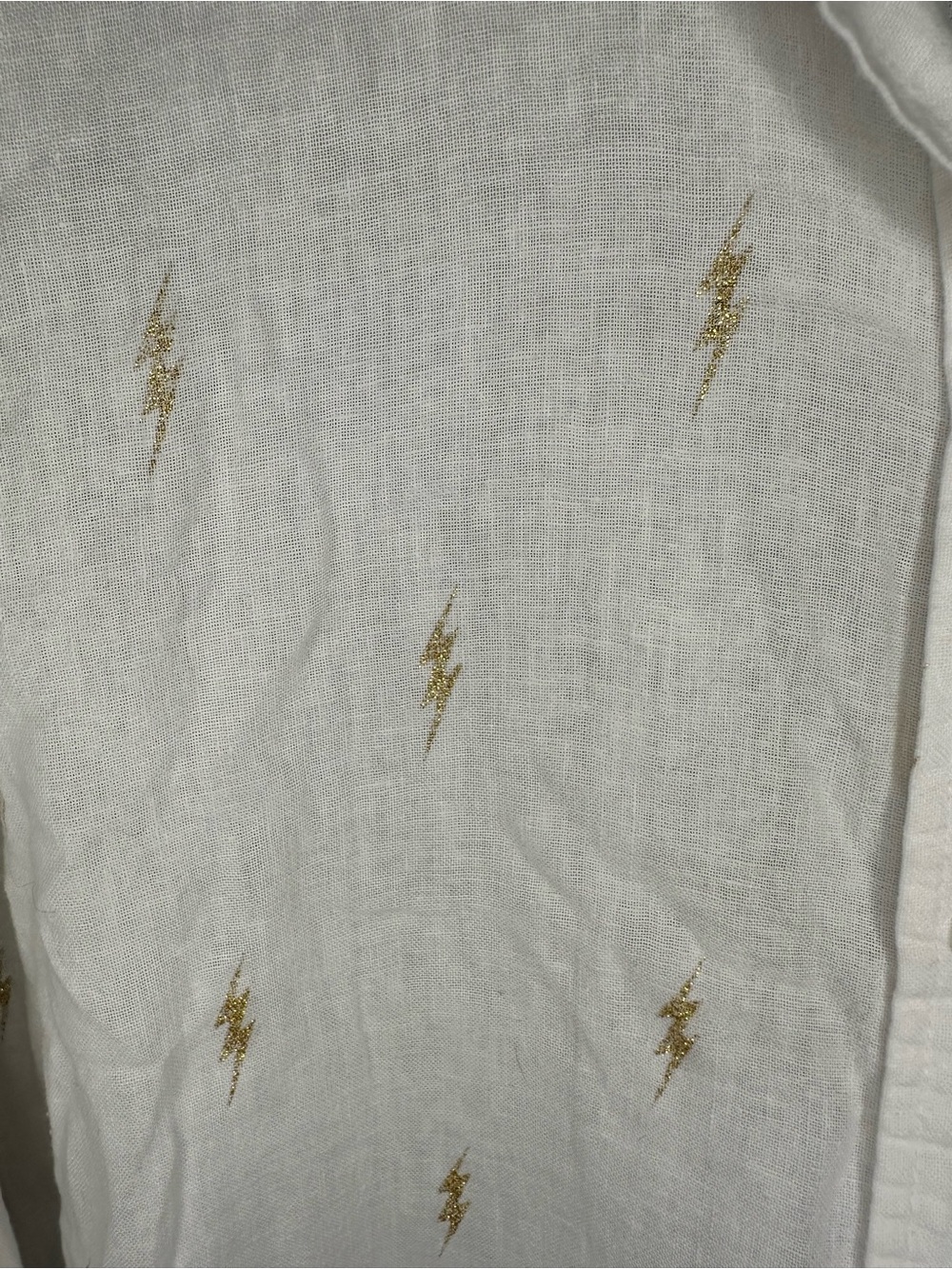 Rails White Gold Lightning Bolt Linen Blend Button Down Shirt Size M - Picture 5 of 12